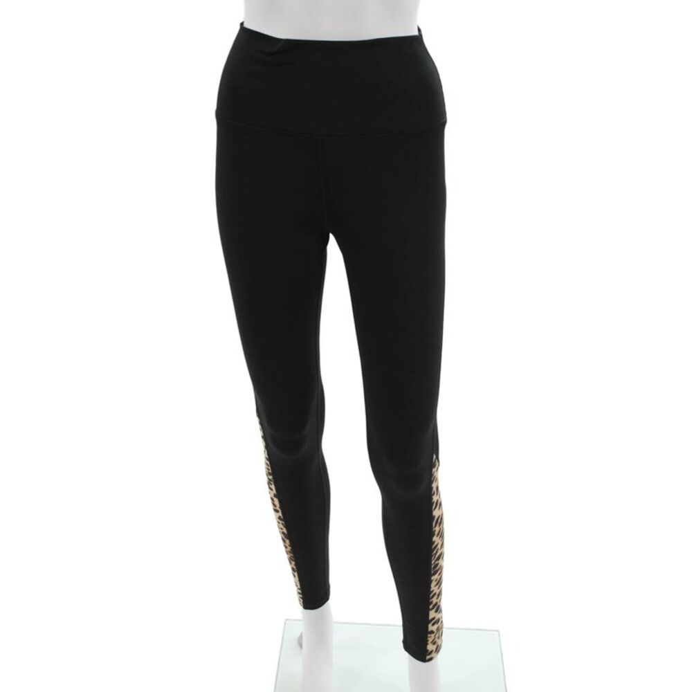 PE Nation Women Ankle Black Animal Print Leggings Size M